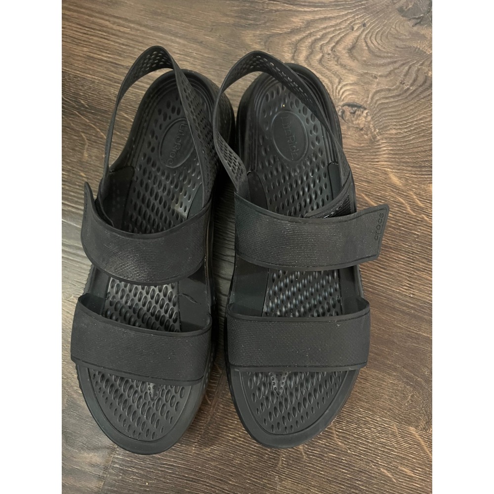 Crocs LiteRide 360 Sandals Black Women 11 Adjustable Strap Comfort Walking Shoes